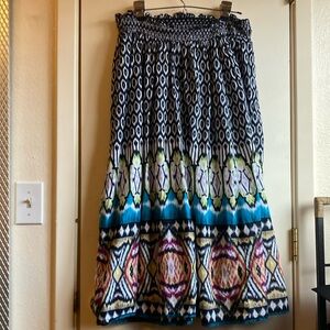 Just My Size A-Line  Skirt, 1X, Multi-Color Boho Design